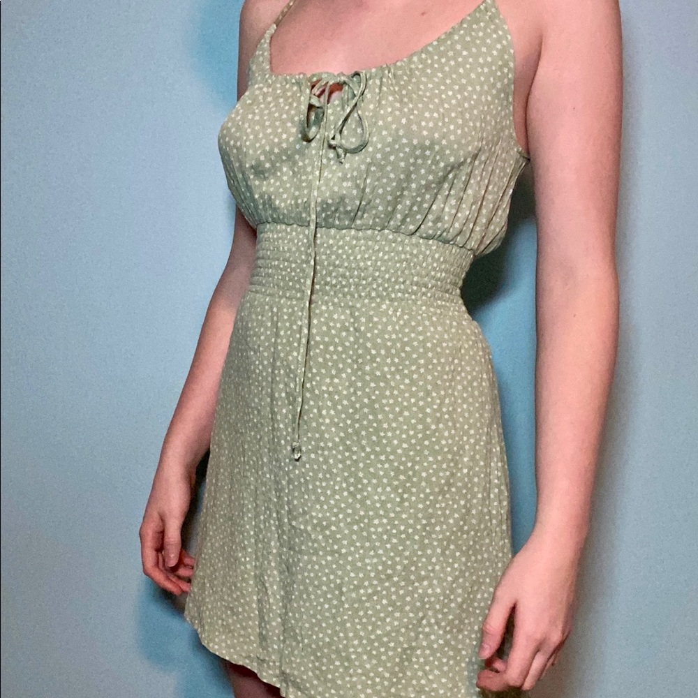 La hearts green with white polka dots dress size